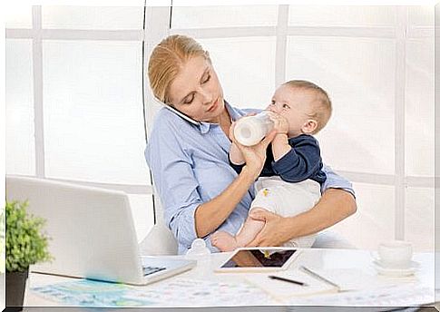 A mother's day at work: feeding the baby while working