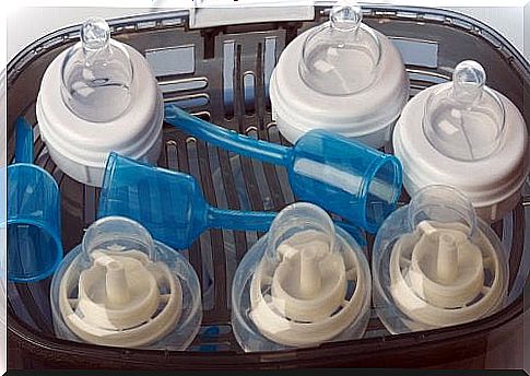 Sterilize baby bottles in the microwave