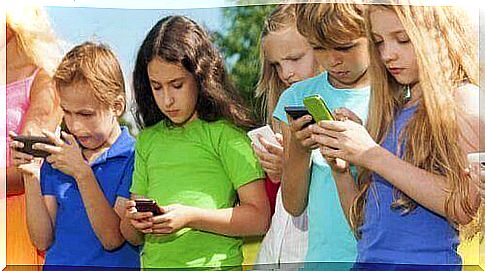 Kids on their cellphones