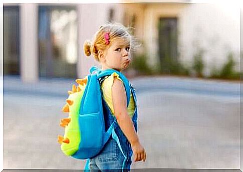 girl going to school