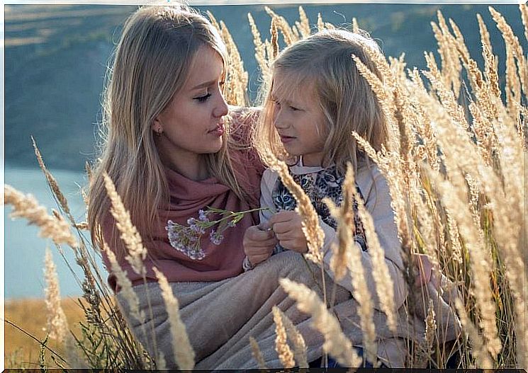 Aunt and niece in nature